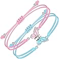 YHRY 2 pcs Best Friend Bracelets for 2 Butterfly Matching, BFF Bracelets, Adjustable Strand Bracelets, Handmade Braided Rope, Friendship Bracelets, Jewelry Gifts, for Teen, Girls, Women
