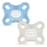 MAM Comfort Pacifier for Newborns 0-3 Months, Blue, 2 pcs | MAM Symmetrical Teat, Extra Small and Slim Neck Skin Soft Silicon