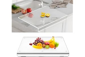 Auauraintt Acrylique planche à découper,planche à découper transparente pour comptoir,43x33cm,avec bord d'arrêt,résistant à la chaleur,Anti-rayures（Couleur transparente）