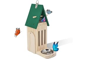 ARTGEEKER Butterfly House and Feeder for Outdoors, Natural Butterfly Habitat 180° Side Opening Design for Easy Cleaning Conservation with Butterfly Puddler on The Floor or Hanging on Tree Wall