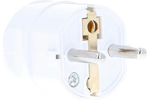 as - Schwabe prise electrique male - fiche electrique - raccordement pour câbles jusqu’à un diamètre maximum de 1,5 mm² - fiche centrale 230 V / 16 A - IP20 - blanc, 45031