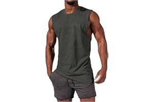 RLEHJN Herren T Shirt äRmellos Baumwolle Tanktop Herren äRmelloses Shirt Herren Tank Top Herren Gym Tankshirts Herren TräGershirt Muskelshirts Funktionsunterhemden Herren äRmellos Kompressions-Shirts