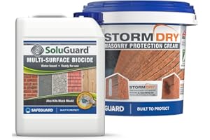 SAFEGUARD Stormdry Masonry Waterproofing Cream 5L + Soluguard Biocide - BBA Approved - 25 Year Ultimate Home Protection Bundle for Effective Wall Weatherproofing