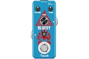 Amuzik Guitar Bluesy Pedal Vintage Blues Style Distortion Effect Pedal Wide Range Frequency Response for True Bypass Mini Size