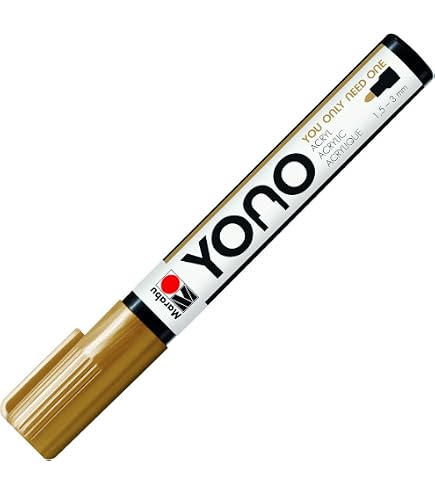Marabu 12400101251 12400101251-YONO, penna acrilica versatile con punta rotonda giapponese, a base d'acqua, resistente alla luce e impermeabile, per quasi tutte le superfici, 0,5-1,5 mm