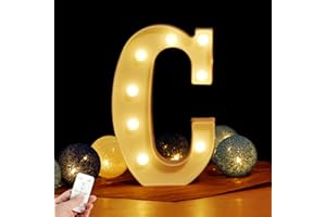 WHATOOK Letras Luminosas Decorativas con Luces LED, Letra A-Z con Mando a Distancia Regulable, Color Blanco - Letra C
