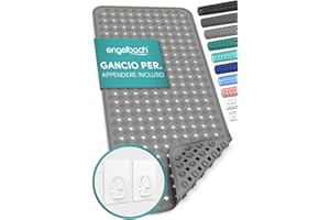 Engelbach® Tappeto vasca antiscivolo 88x40cm - Con 2 ganci per asciugatura rapida - Senza BPA, antimuffa, antibatterico e lavabile in lavatrice