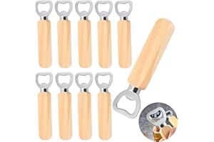 KONAMO Flaschenöffner 10 Stück Bieröffner Personalisiert Holzgriff Bier Flaschenöffner Tragbare Durable Naturholz Flaschenöffner für Zuhause Küche Bar Großes Geschenk