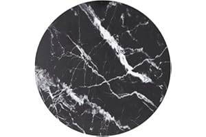 vidaXL Tablero de Mesa Vidrio Templado Diseño Mármol Muebles Mobiliario Repuesto Superficie Comrdor Jardín Patio Terraza Negro Ø60x0,8 cm