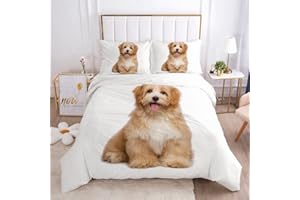 TULTOAP Kids Bettwäsche Hund 135x200 Süßes Hunde Haustier Bettbezug für Jungen Mädchen Hundebettwäsche Set mit Hundewelpen Tiermuster (Sitzender Hund,135 x 200 cm)