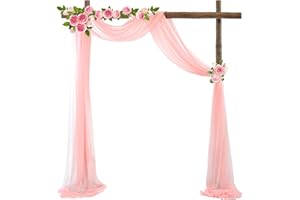 AUONS Wedding Arch Sheer Drapery Backdrop Voile Curtain Chiffon Draping Fabric 20Ft Sheer Curtains Arbor Drapery for Wedding Ceremony Reception Party Ceiling Decor, Light Peach, 1 Panel
