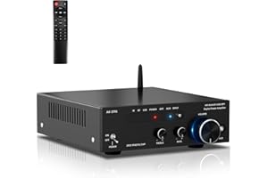 ACMOMO Amplificatore Stereo Hifi, Audio Stereo Amplificatore Bluetooth Radio Portatile per Auto o Casa, Home Theatre con Telecomando ed Mini Amplificatore Hifi Display 2CH LCD, 12 V / 220 V