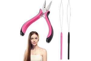 ASIRYVA 3 Pcs Professional Nano Hair Extension Tools - Kit Includes 1 Plier and 2 Loop Threaders - Mini Hair Extension Tool for Easy Installation and Removal