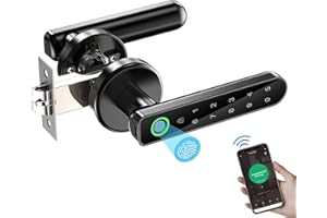 AILRINNI Serratura Smart - Serratura Intelligente Elettronica con Tastiera Tattile, Impronta Digitale, APP, Smart Lock supporta Password Remota per Casa, Ufficio, Appartamento (Nero)