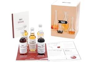 ‎TRY FOODS TRY Essig Probierset - 5x 50ml Fruchtessig, Weinessig, Balsamico Essig & praktische Tipps - Feinkost Geschenkset Essig für Kochliebhaber