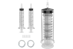 REYSHIN 500ML Extra Large Syringe and 2 Pack 20ML Plastic Syringes, Individually Wrap Sealing Cap&soft Tube for Science Labs Measuring Watering Glue Applicator Experiments Feeding Pets (500ml)