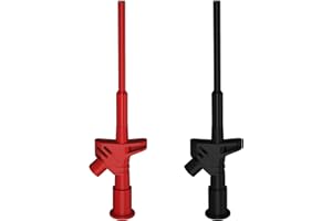 ANBOO 2 Stück Messklemmen, Prüfspitzen für Multimeter, Kabel Prüfsonde, CAT III 1000V 10A Isolierte Schnell Test Haken Clip, Abgreifklemme, Krokodilklemmen mit 4mm Bananenbuchse