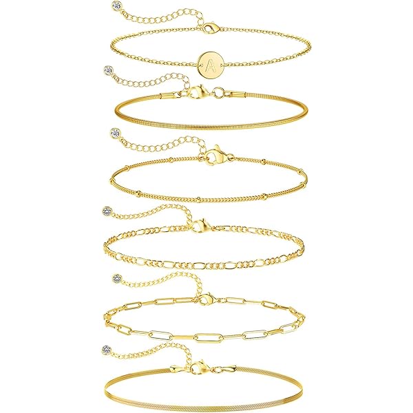 Bracelet Extensible Enfant 18K Plaqué Or Ethlyn - Lot De 2pcs Cadeau Anniversaire Ou Noël