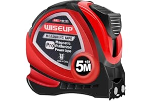 WISEUP Metro a nastro, Metrica e inglese flessometro 5 metri,metro autobloccante, anti flessione, guscio ABS, morsetto della cinghia, metro a nastro professionale applicabile agli ingegneri