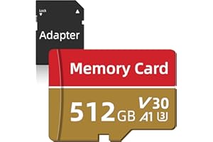 Speicherkarte 512GB mit Adapter Hohes Volumen Mini-TF-Karten Qappkayo Wasserdicht TF Card für Mobile Phone/Kamera/Action-Cam/Tablet High-Speed Full HD Memory Karte 512GB (Rot Schwarz)