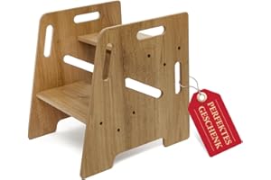 ‎BOOMDING BoomDing Tritthocker Kinder mit Anti-RUTSCH-Streifen [2 Streifen] und TRAGEGRIFFEN für Badezimmer Küche Hocker Tritthocker Kinder 2 Stufen Kinderhocker Tritthocker Kinder Holz