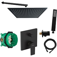 Hansgrohe Dusch-Set Unterputz – Thermostatarmatur, Regendusche & Handbrause, Schwarz Matt (HGKS03)