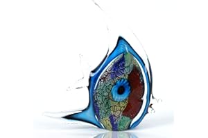 EUSTUMA Hand Blown Glass Tropical Fish Figurines Ornament,Sea Animal Sculpture for Fish Tank Aquarium,Sea Animals Collection for Birthday Gift,Glass Sculpture