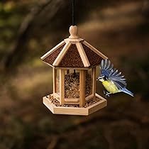 Mangiatoia Per Uccelli A Forma Di Gazebo | Da Appendere Con Cavo | 18x17 Cm - Foto 7