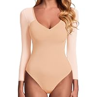 Body Femme Manches Longues Col V Carré - Matière Bambou Stretch | Sexy Et Confortable