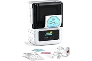 Itari M120 Label Maker Machine -Bluetooth Label Printer, Handheld barcode Label Printer for iOS & Android for Retail, Office, Home, Clothing(White, with 1 Rolls Label)