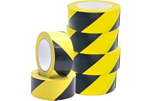 Venuscello® 6 x Floor Marking 50mm x 33m LDPE Black & Yellow Heavy Duty High Visibility Floor Hazard Lane Tape