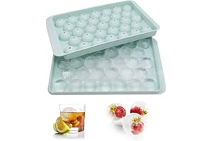 Horuili Stampo Rotondo per Cubetti di Ghiaccio, Stampi per Ghiaccio, Vaschetta per Cubetti di Ghiaccio Riutilizzabile con Coperchio, Con 33 Stampi per Cubetti di Ghiaccio per Bevande Fredde (Blu)