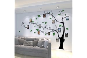 AIVORIUY 3D Adesivi Murali Albero Della Vita da Parete, Fai da te Cornici Foto Sticker Decorazioni Murale per Soggiorno Asili Nido Bambini Stanze Camera da Lett (L: 230x175cm, Foglie Verdi R)