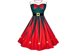 Evensu Women's Christmas Dress Plus Size Sleeveless Dress Women 1950s Vintage A-line Cocktail Holiday Party Dresses