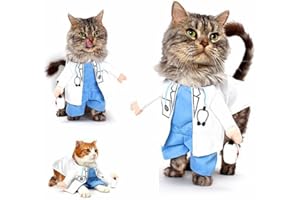 DELIFUR Hund Katze Arzt Kostüm Haustier Arzt Kleidung Halloween Jeans Outfit Bekleidung (XS, Arzt)
