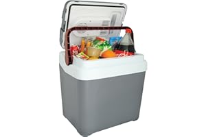 Koolatron Cool Box 24L Electric Iceless Cooler Car Mini Fridge Refrigerator Hot and Cold Function Summer Cool Insulated Cooler Box Cool Bags for Camping Picnics Travels Keep Food Drinks Chill Grey