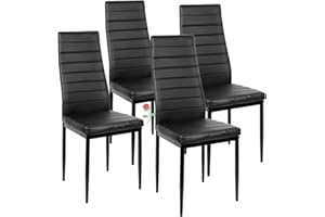 LANTUS Lot de 4 Chaises de Salle à Manger,SGS Tested, Siege Rembourre Epais, Moderne,4 pièces (Noir)