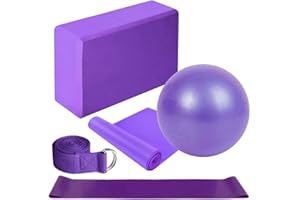 Lixada Yoga Starter Kit - 5pcs Yoga Equipment Set with Blocks, Ball, Stretching Strap, Resistance Loop Band