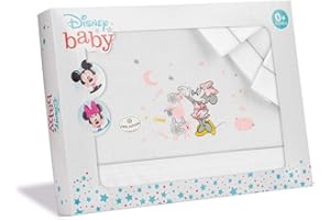 Interbaby MN007-18 - Sábanas Maxicuna Disney Minnie Mouse Blanco y Gris