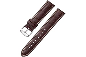 iStrap Bracelet de montre en cuir - Bracelet de remplacement en cuir de veau grainé d'alligator - Bracelet à boucle en acier inoxydable pour hommes femmes-18 mm 19 mm 20 mm 21 mm 22 mm 24 mm