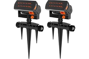 DEUSON Pack of 2 16 Hole Square Rain, 90 m² Irrigation, Surface Garden Sprinkler with Automatic Rotation Function, Lawn Sprinkler System for Garden and Lawn (2 Pieces)