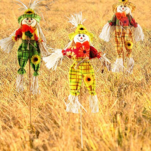 3 Pièce Épouvantail Décor, IFOYO 40cm Épouvantail Décoration pour Jardin, Maison, Cour, Porche, Décoration pour l'Action de Grâce, Pâque, Toussaint