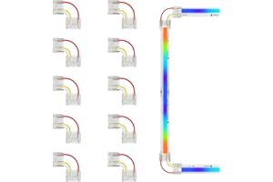 PAUTIX 12MM RGB Smart IC Ruban LED COB Connecteurs, 10PCS L-forme/Coin Connecteurs Kit Bornes Sans Soudure Connexion Kit(PAS pour 8MM 10MM rubans LED)