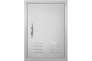 VEVOR Porte d'Accès pour Barbecue, Simple Porte de Cuisine Extérieure 610 x 431 x 45 mm, Porte Encastrée en INOX, avec Poignées, Aérations et Crochets, pour Îlot de Barbecue, Station de Grillades