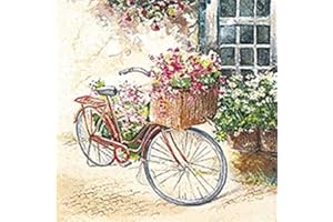 CRAFTY THINGS CraftyThings 4 x Paper Napkins - Flower Bike - Ideal for Decoupage/Napkin Art