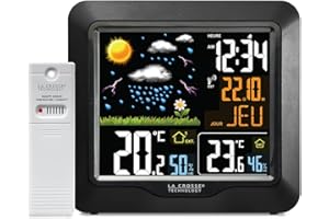 La Crosse Technology - WS6820 Station Météo Radio-pilotée avec Ã‰Cran LCD Coloré - Noir