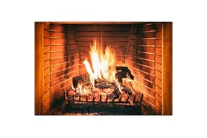 Aoihrraan 1,5x1m Brennen Brennholz Fotografie Hintergrund Jahrgang Backstein Kamin lodernd Feuer Flammen Holz Hintergrund Camping Grillen Winter Weihnachten Party Dekoration Porträt Foto Requisiten