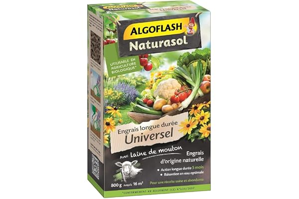 ALGOFLASH NATURASOL Engrais universel longue, Jusqu'à 16m², 800gr, AUNIBIO8, Vert