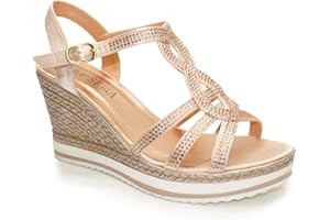 IVACHY Womens Wedge Ladies Crystal Sparkling Sandal Shine Espadrille Platform Shoes Size UK