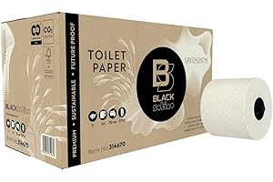 BLACK SATINO BlackSatino Toilettenpapier Großrollen GreenGrow I 3-lagig I 24 Rollen mit je 70m Länge I passend für ST10-Spender I umweltschonend I nachhaltig I Miscanthus-Recycling-Mix